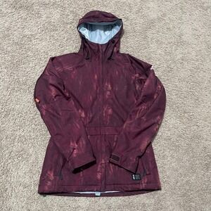 Nike SB Jacket Women Small Red Burgundy Camo Snowboard 10K Waterproof Hooded Ski